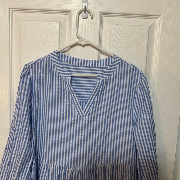 Boutique Blue and White Striped Mini Dress Size Large - Picture 3 of 3